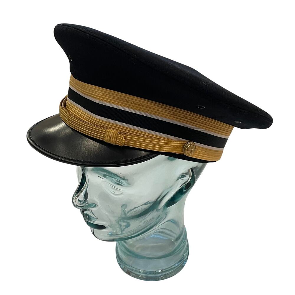 Vintage Kingform Cap Deluxe New York Military Cap, Black, Gold, Size 7 1/4